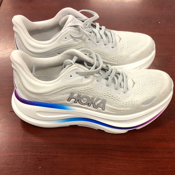 Hoka Women's Gray and Purple Bondi 9 Athletic Shoes - Picture 5 of 6